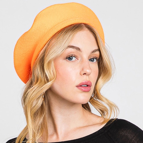 Neon Stretchy Solid French Beret Hat - Picture 9 of 13
